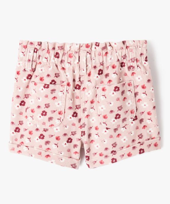Short en velours à taille élastiquée et revers bébé fille vue3 - GEMO 4G BEBE - GEMO