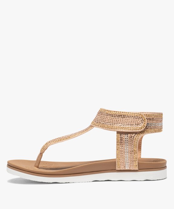Sandales femme à entre-doigts et à strass - Skechers vue3 - SKECHERS - GEMO