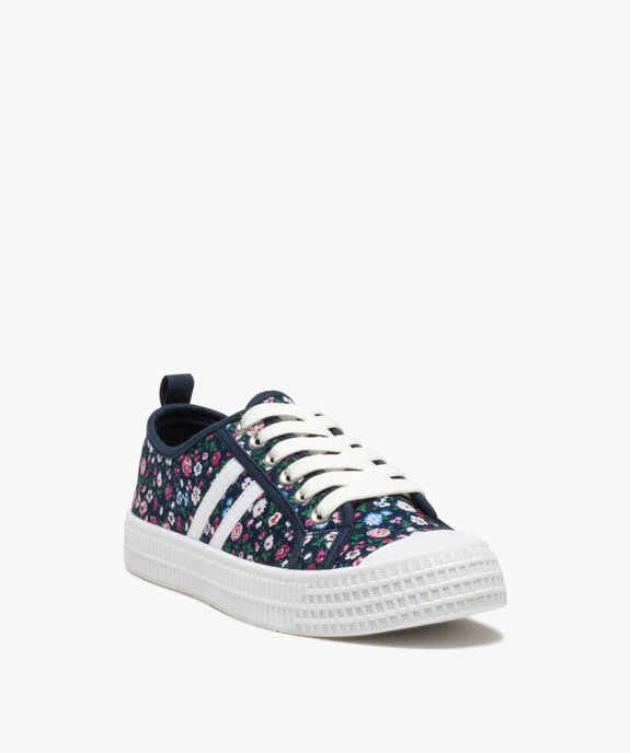 Baskets femme à lacets dessus toile imprimée fleurs vue2 - GEMO (SPORTSWR) - GEMO