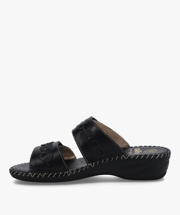Mules femme confort dessus brides fantaisie en cuir vue3 - GEMO (CONFORT) - GEMO