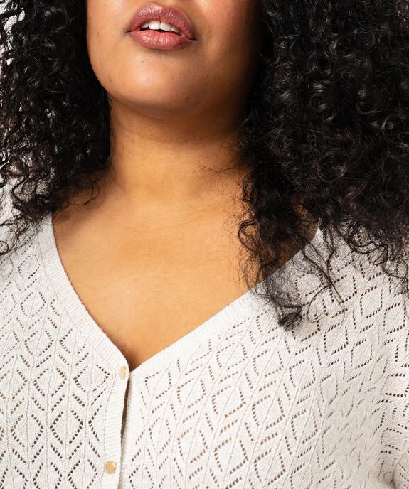 Gilet à manches courtes en maille ajourée femme grande taille vue2 - GEMO (G TAILLE) - GEMO