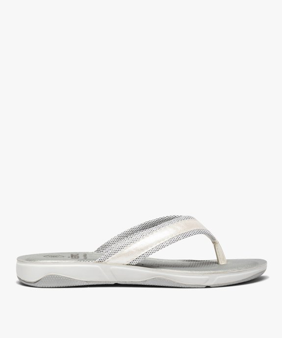 Tongs femme à semelle rembourrée et détails métallisés vue1 - GEMO (PLAGE) - GEMO