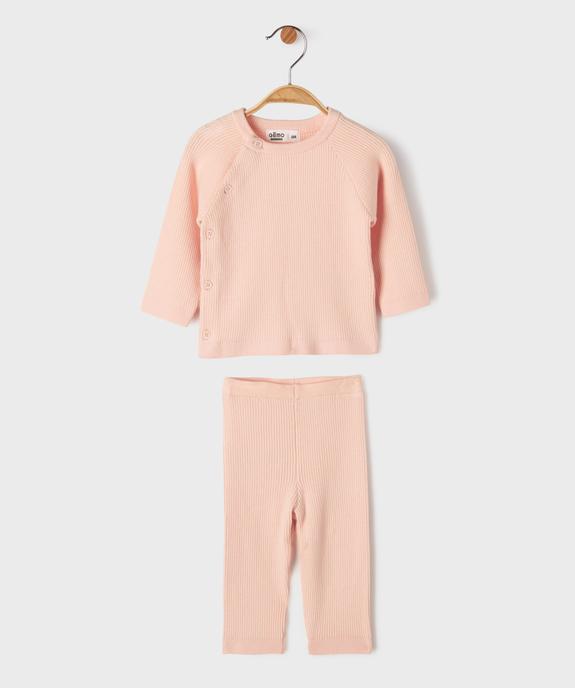 Ensemble 2 pièces en maille bébé fille : pull et pantalon vue1 - GEMO 4G BEBE - GEMO