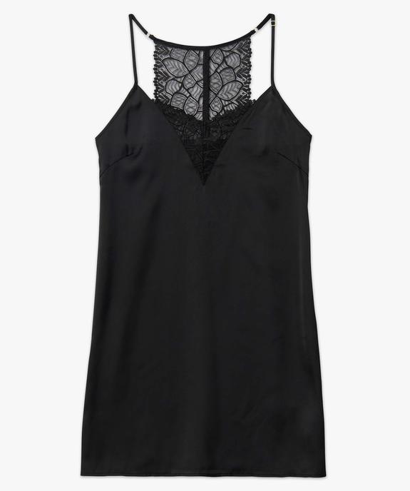 Nuisette femme en matière satinée et dentelle à fines bretelles vue4 - GEMO(HOMWR FEM) - GEMO