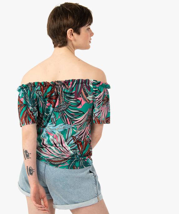 Tee-shirt femme imprimé avec large col froncé vue3 - GEMO(FEMME PAP) - GEMO