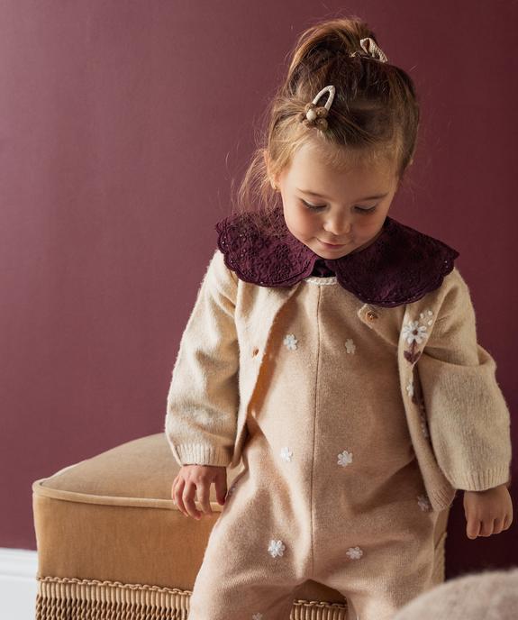 Combinaison en maille avec motifs fleuris brodés bébé fille vue6 - GEMO 4G BEBE - GEMO