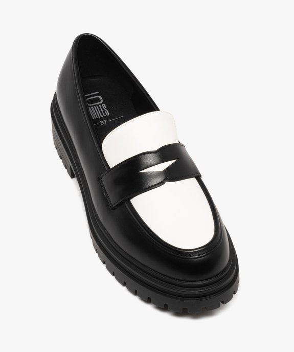 Mocassins bicolores à épaisse semelle crantée femme vue7 - 5 MILES - GEMO