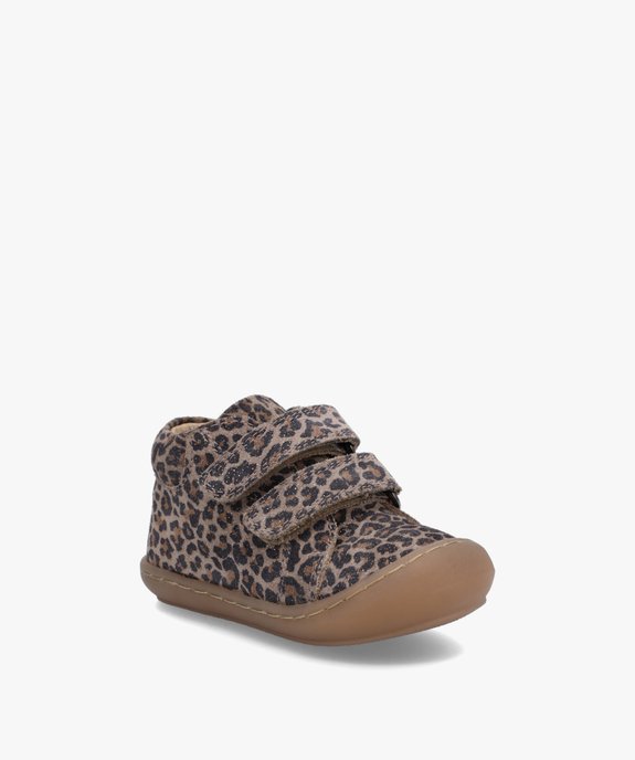Chaussures premiers pas bébé fille dessus cuir léopard – NA! vue2 - NA! - GEMO