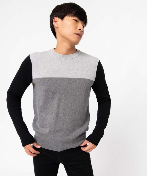 Pull homme tricolore en coton vue2 - GEMO (HOMME) - GEMO