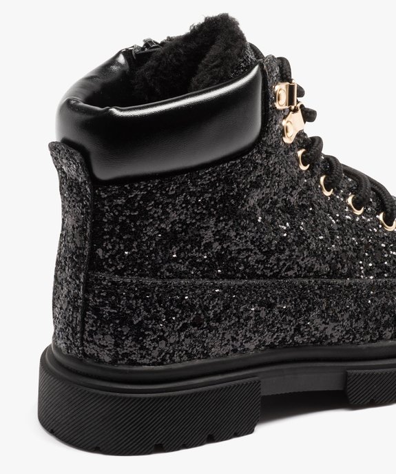 Boots fourrées à paillettes et lacets fille vue6 - GEMO (ENFANT) - GEMO