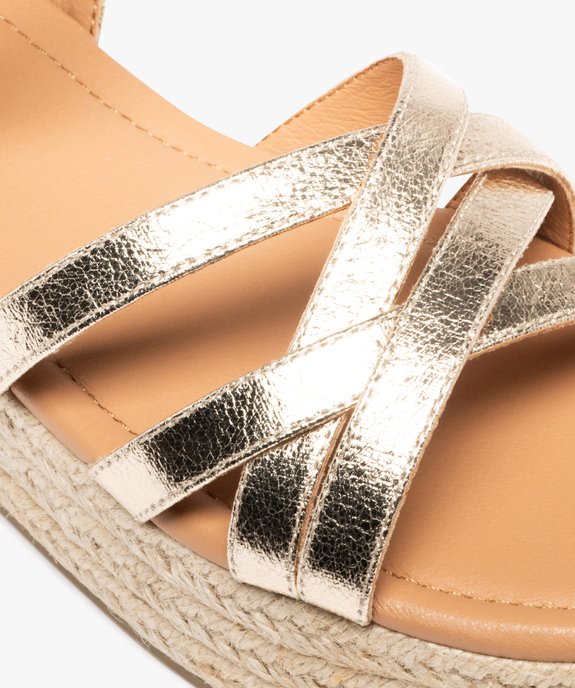 Sandales semelle plateforme en corde et brides croisées brillantes femme vue7 - FOLLOW ME - GEMO
