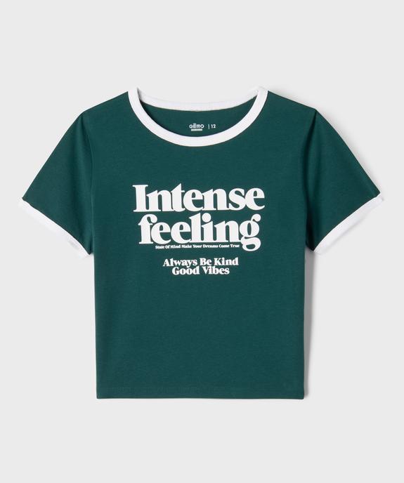 Tee-shirt manches courtes à message fille vue1 - GEMO 4G FILLE - GEMO