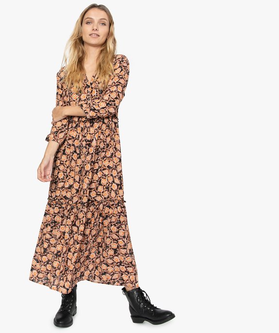 Robe femme longue et fluide imprimé floral vue1 - GEMO(FEMME PAP) - GEMO