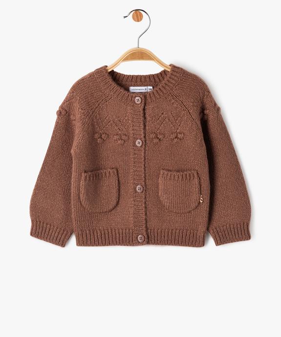 Gilet en maille avec poches bébé fille - LuluCastagnette vue1 - LULUCASTAGNETTE - GEMO