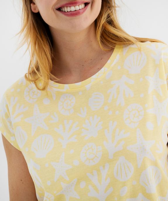 Chemise de nuit en coton à motifs marins femme vue2 - GEMO 4G FEMME - GEMO