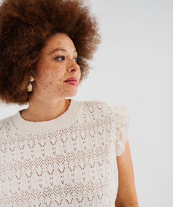 Pull sans manches ajouré façon crochet femme vue3 - GEMO 4G GT - GEMO