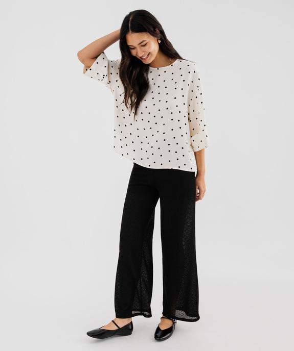 Blouse manches 3/4 en maille fluide à pois femme  vue4 - GEMO 4G FEMME - GEMO