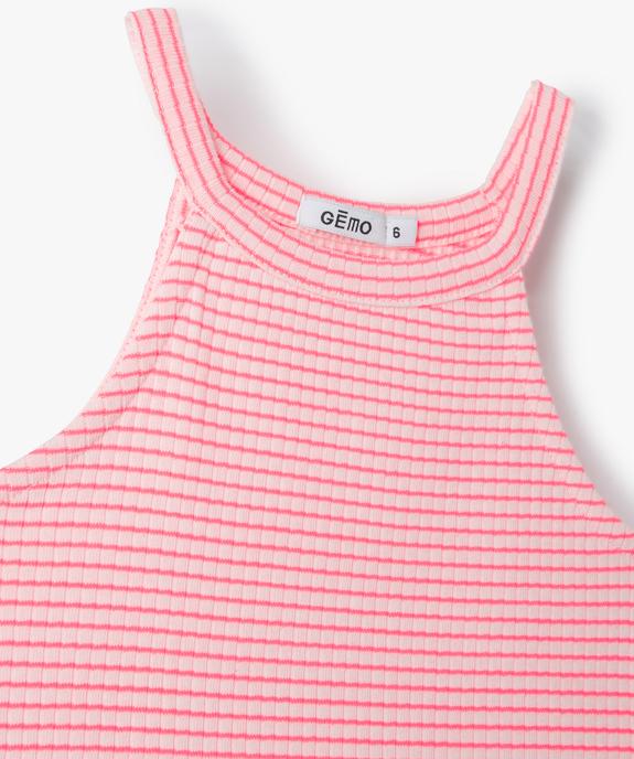 Débardeur côtelé avec encolure américaine fille vue2 - GEMO (ENFANT) - GEMO