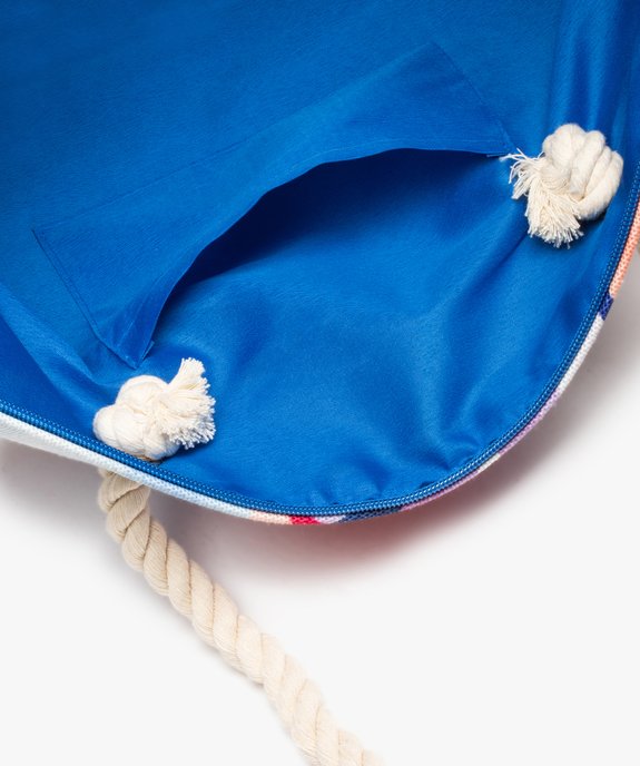 Sac de plage à motif feuillage avec pochette zippée amovible vue3 - GEMO (ACCESS) - GEMO
