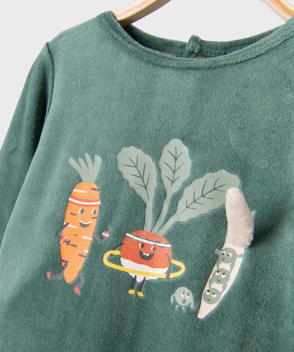 Pyjama en velours avec motif fantaisie bébé vue2 - GEMO 4G BEBE - GEMO