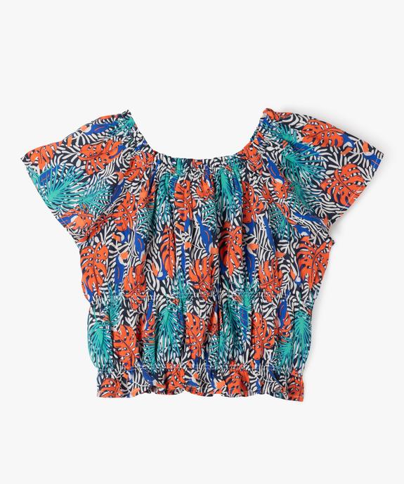 Blouse imprimée à manches courtes finitions froncées fille vue3 - GEMO 4G FILLE - GEMO