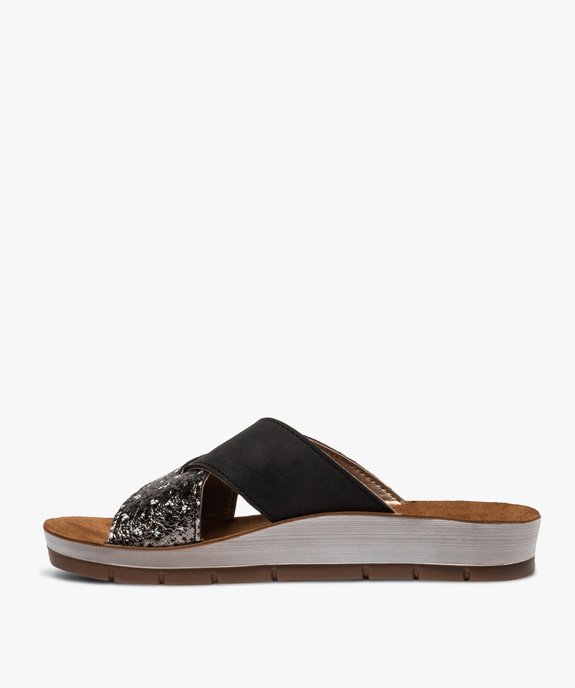 Mules femme confort à larges brides croisées vue3 - GEMO (CONFORT) - GEMO