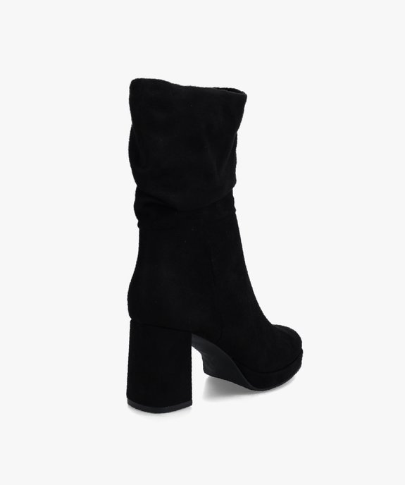 Bottines femme à talon carré dessus suédine unie vue5 - GEMO(URBAIN) - GEMO
