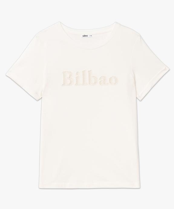 Tee-shirt manches courtes avec inscription brodée femme vue4 - GEMO(FEMME PAP) - GEMO