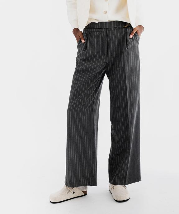 Pantalon large et fluide à rayures et plis femme vue1 - GEMO(FEMME PAP) - GEMO