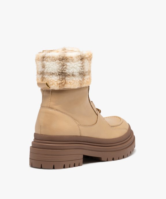 Boots femme fourrées et unies avec col et languette en sherpa  vue5 - GEMO (CASUAL) - GEMO
