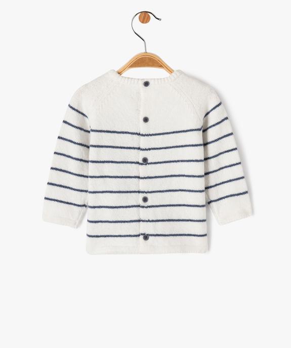 Pull rayé à dos boutonné bébé - LuluCastagnette vue4 - LULUCASTAGNETTE - GEMO