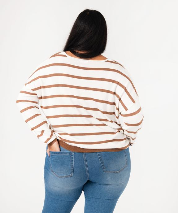 Pull fin à col V rayé femme grande taille vue3 - GEMO 4G GT - GEMO