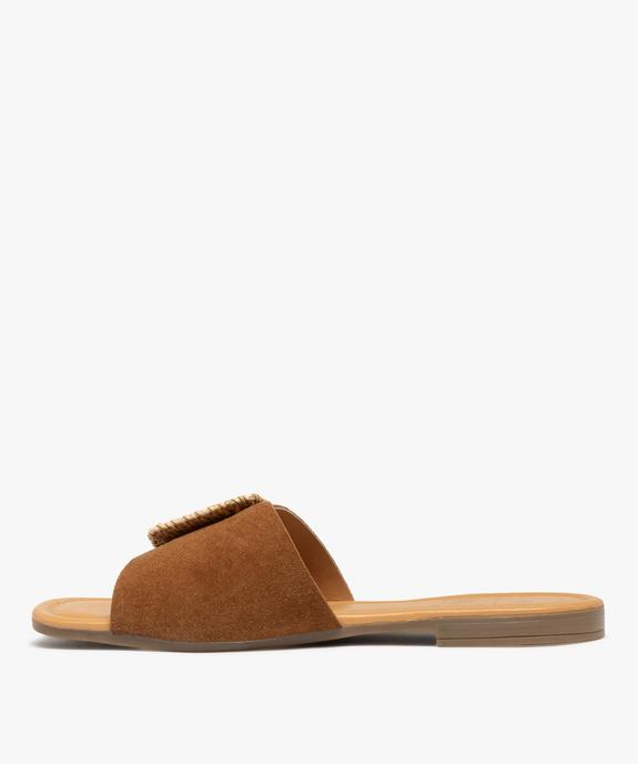 Mules en cuir à talon plat et boucle fantaisie femme - Tanéo vue4 - TANEO - GEMO