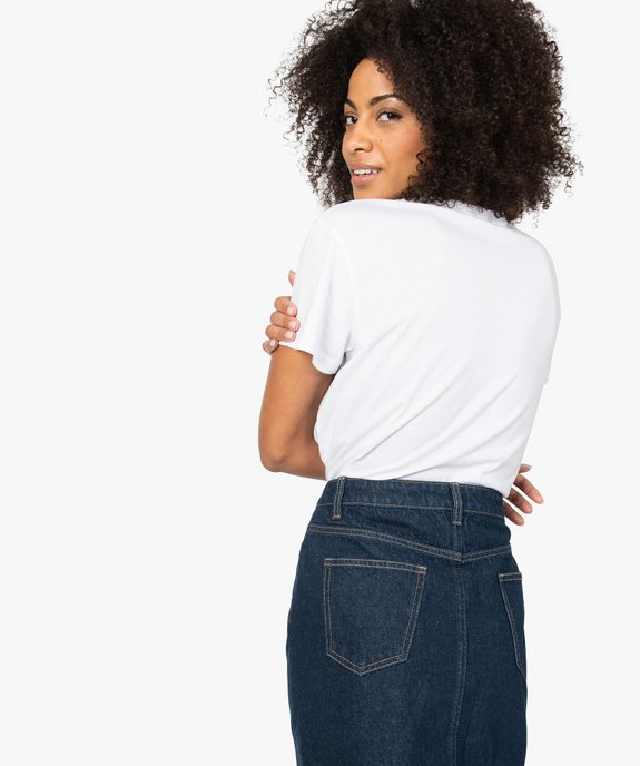 Tee-shirt femme coupe courte avec inscription léopard vue3 - FOLLOW ME - GEMO