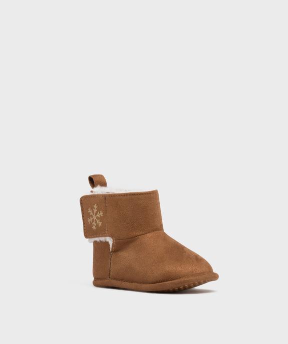 Chaussons de naissance boots fourrées à scratch vue2 - LITTLE LOVE - GEMO