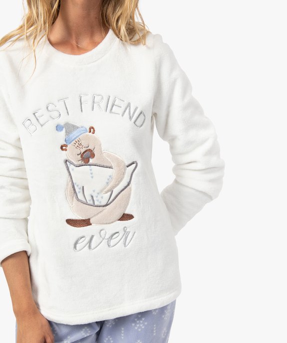 Pyjama femme chaud et douillet imprimé animal polaire vue2 - GEMO(HOMWR FEM) - GEMO