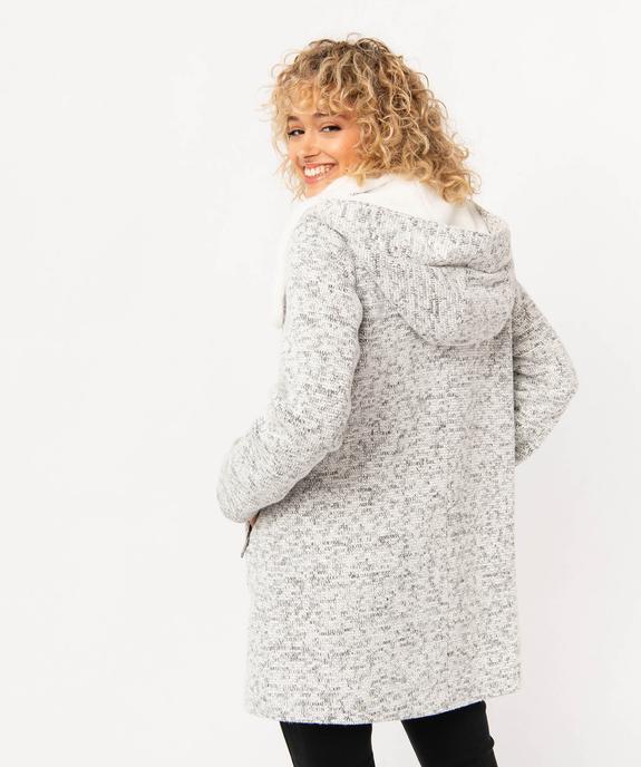 Manteau en maille avec col fourrure imitation femme  vue3 - GEMO(FEMME PAP) - GEMO