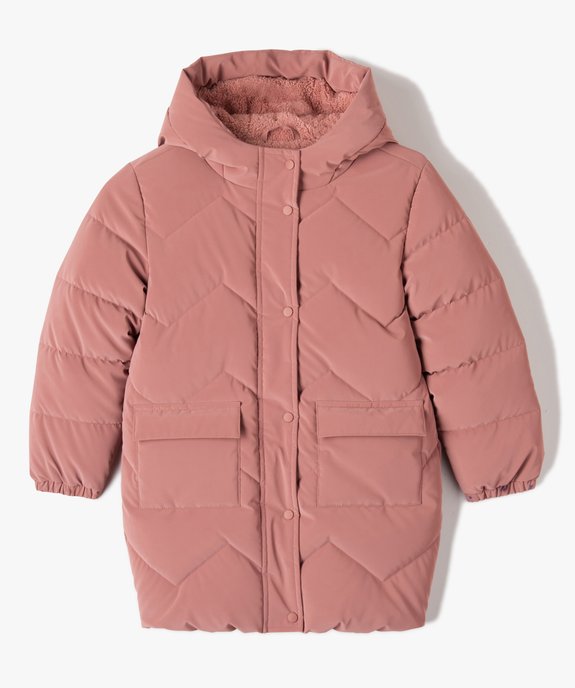 Manteau fille matelassé à capuche avec doublure peluche vue1 - GEMO 4G FILLE - GEMO