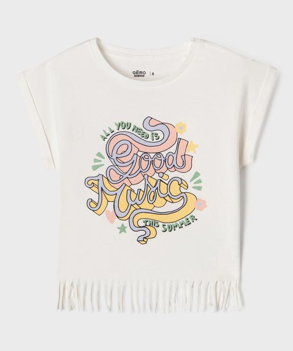 Tee-shirt manches courtes avec franges fille vue1 - GEMO 4G FILLE - GEMO