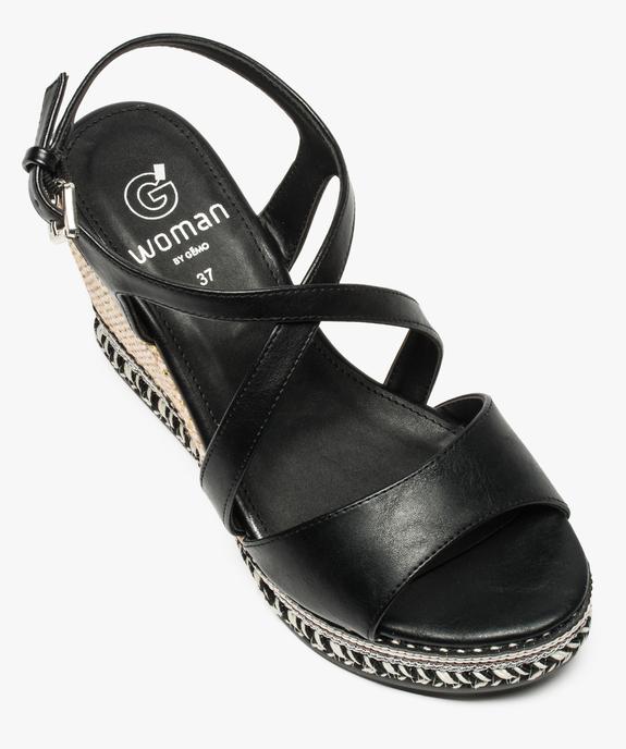 Nu-pieds à talon compensé en raphia et paillettes vue5 - GEMO(URBAIN) - GEMO