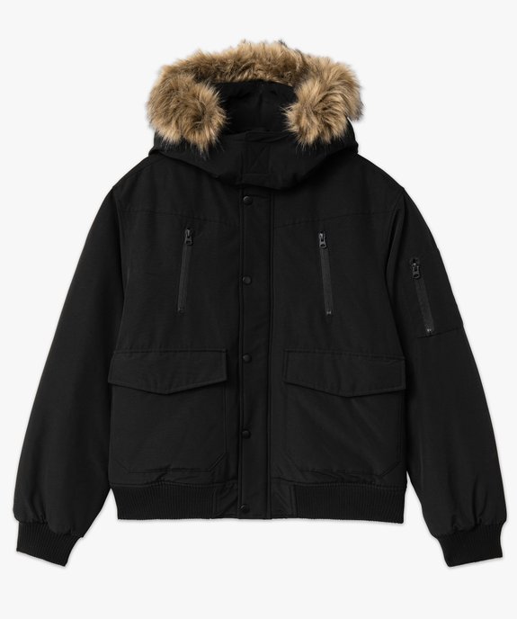 Blouson matelassé à capuche bordée de fourrure imitation homme vue4 - GEMO 4G HOMME - GEMO
