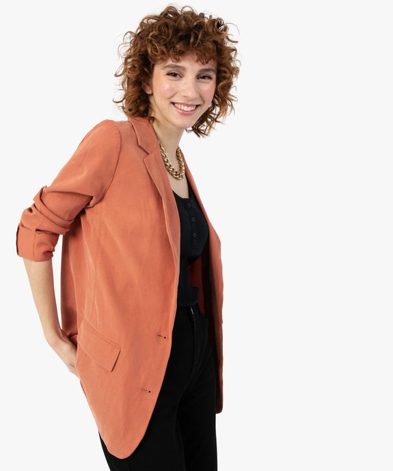 Veste femme en toile légère fermeture 2 boutons vue1 - GEMO(FEMME PAP) - GEMO