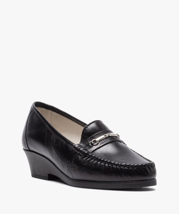 Mocassins femme confort dessus en cuir uni et à talon épais vue2 - G'FLEX - GEMO