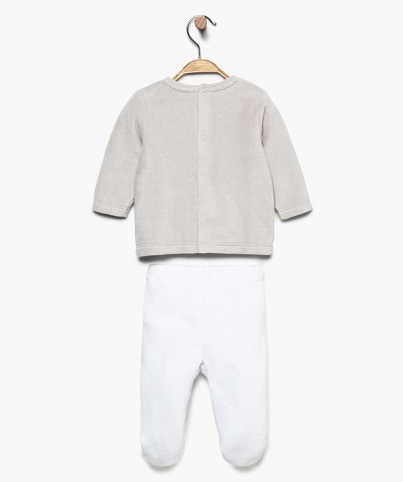 Pyjama bébé 2 pièces en velours avec pieds motif hérissons vue2 - GEMO(BB COUCHE) - GEMO