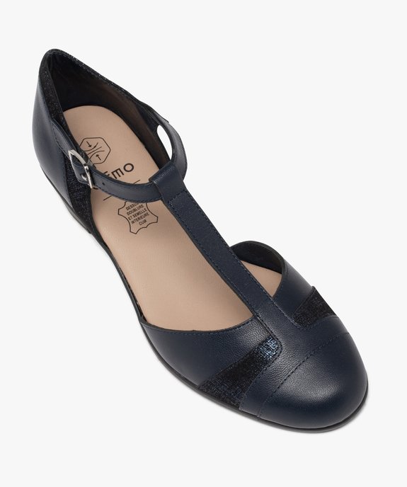 Escarpins femme confort en cuir à talon carré avec bride cheville vue5 - GEMO 4G FEMME - GEMO