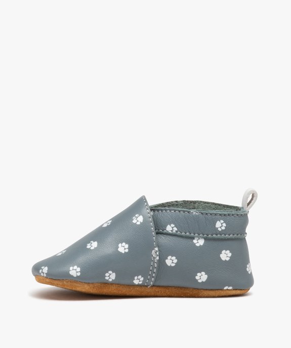 Chaussons bébé en cuir imprimé pattes de chat  vue3 - GEMO (ENFANT) - GEMO