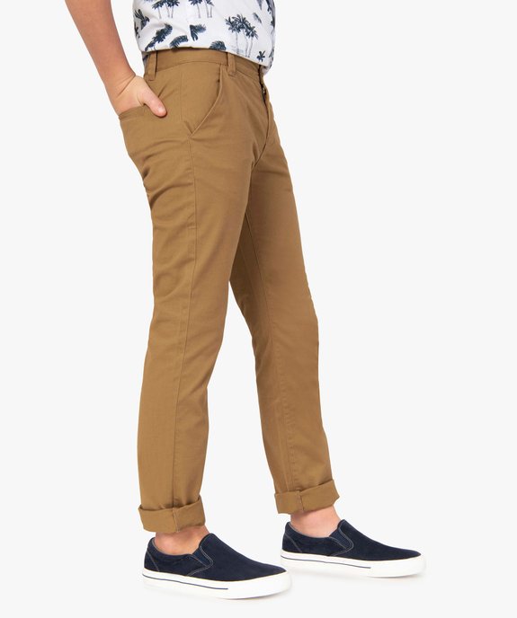 Pantalon garçon chino uni à revers vue1 - GEMO 4G GARCON - GEMO