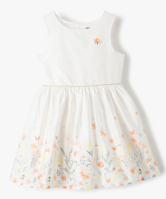 Robe de ceremonie fille a motifs fleuris et touche doree