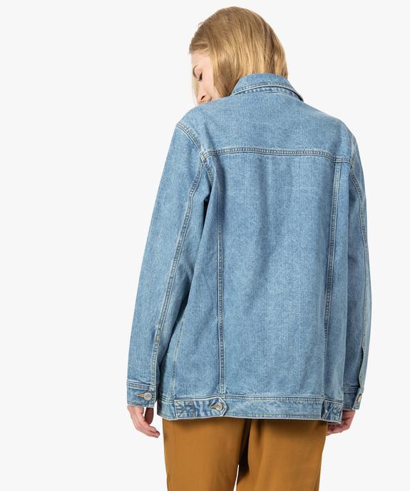 Veste en jean femme coupe longue et fermeture zippée vue3 - FOLLOW ME - GEMO