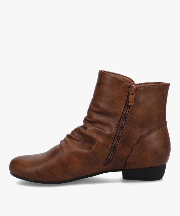 Bottines femme unies à talon plat et dessus drapé vue3 - G'FLEX - GEMO